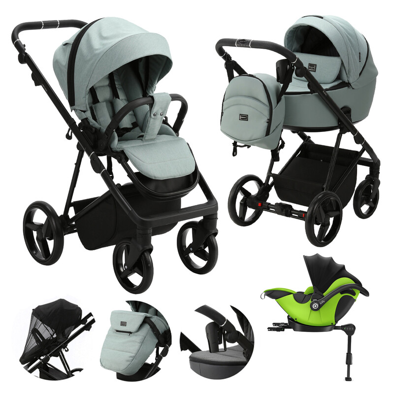 ADAMEX - Kočárek kombinovaný Blanc Standard Green + KIDDY Evoluna i-size 2 + základna