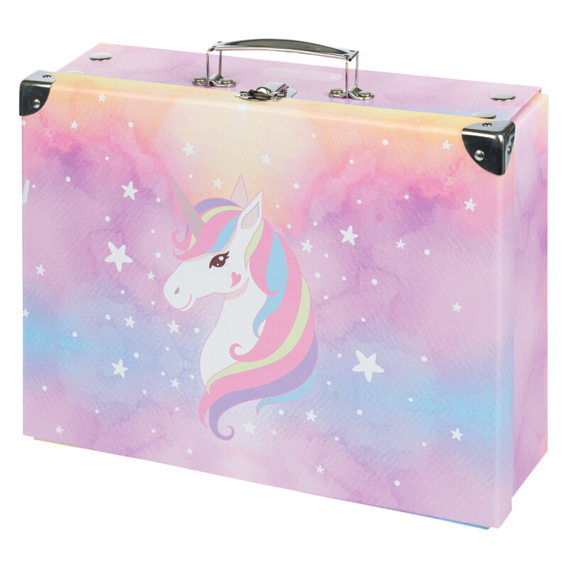 BAAGL - Skládací školní kufřík Rainbow Unicorn s kováním