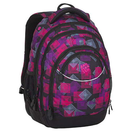 BAGMASTER - Studentský batoh ENERGY 8 E BLACK / PINK / VIOLET