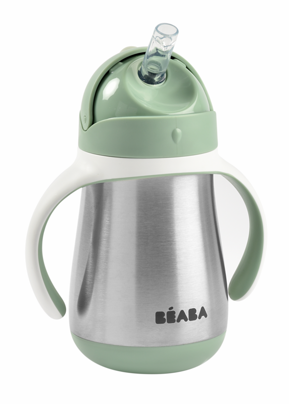 BEABA - Hrnek termoizolační s brčkem nerez 250ml Sage Green