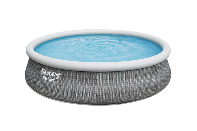BESTWAY - Nadzemní bazén kruhový Fast Set, kartušová filtrace, schůdky, plachta, průměr 4,57m, výška 1,07m