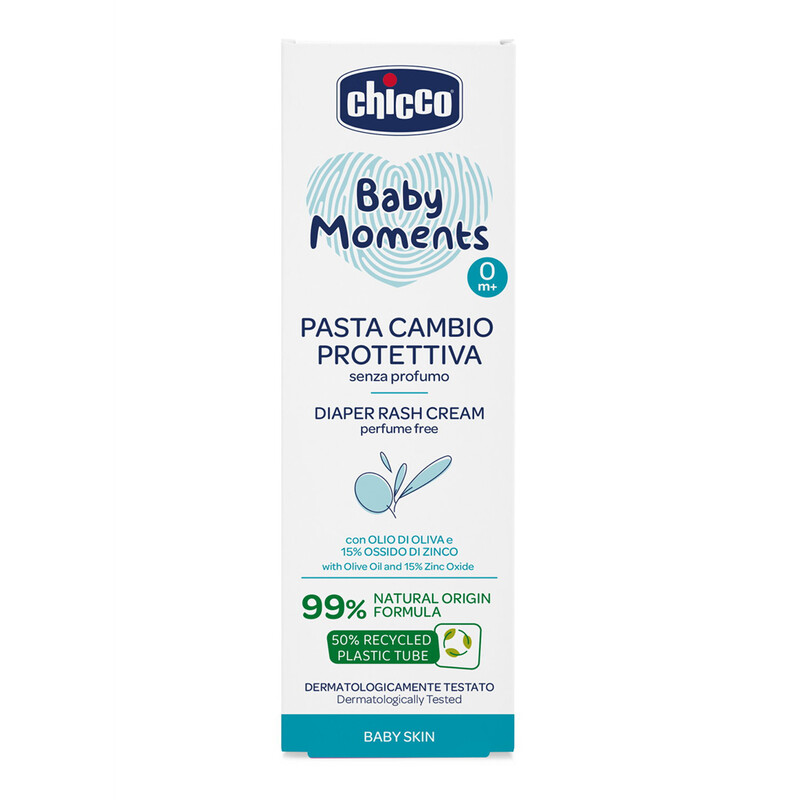 CHICCO - Krém na dětský zadeček Baby Moments bez parfému s 99% přírodních složek 100ml, 0m+