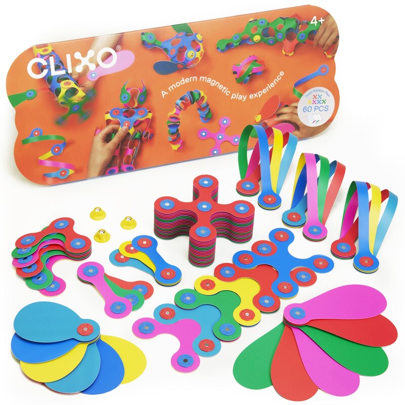 CLIXO - Super Rainbow - magnetická stavebnice 60 kusů