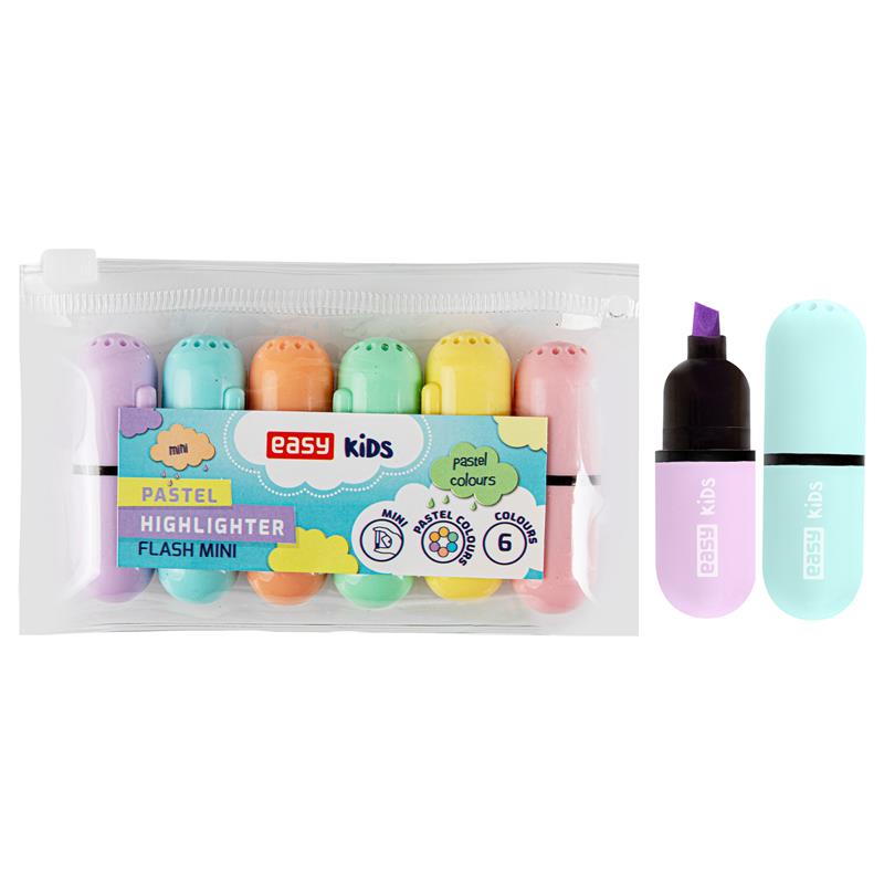 EASY - Kids FLASH MINI PASTEL Sada zvýrazňovačů, 6 pastelových barev