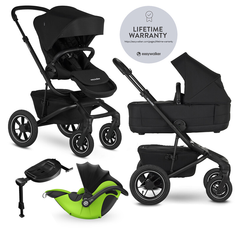 EASYWALKER - Kočárek kombinovaný Jimmey 2v1 Pepper Black LITE AIR + KIDDY Evoluna i-size 2 + základna