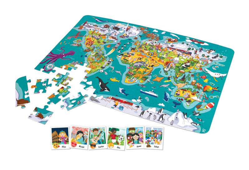 HAPE - Dětské puzzle - Mapa světa 2 v 1