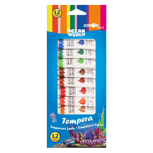 JUNIOR - Barvy temperové 12 ml, 12 ks