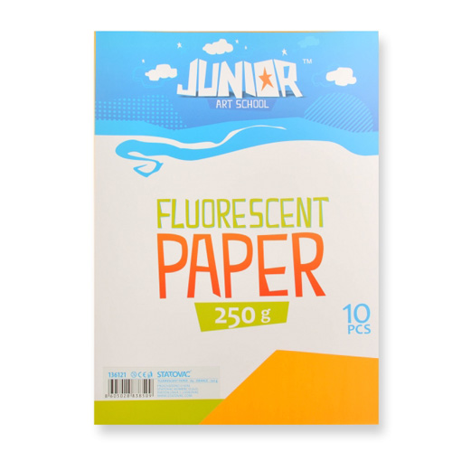 JUNIOR-ST - Dekorační papír A4 Fluo oranžový 250 g, sada 10 ks