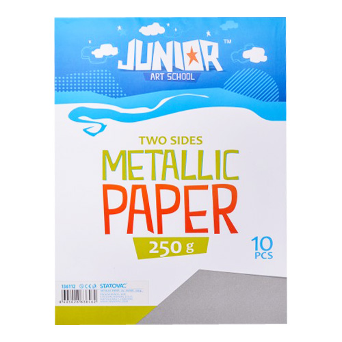 JUNIOR-ST - Dekorační papír A4 10 ks stříbrný metallic 250 g