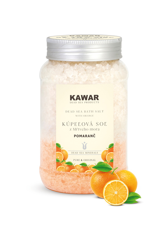 KAWAR - Koupelová sůl z Mrtvého moře 500g s vůní pomeranče se 100% čistým přírodním esenciálním olejem