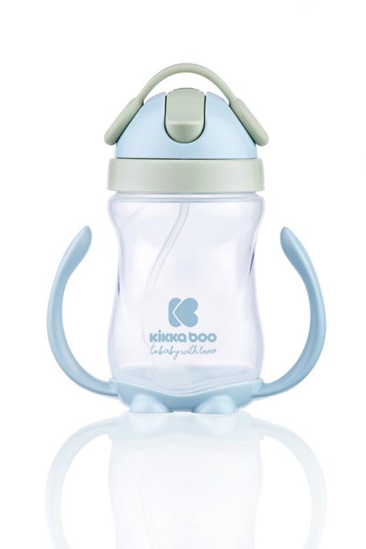 KIKKABOO - Hrnek se silikonovým brčkem 300ml 12m+ Blue