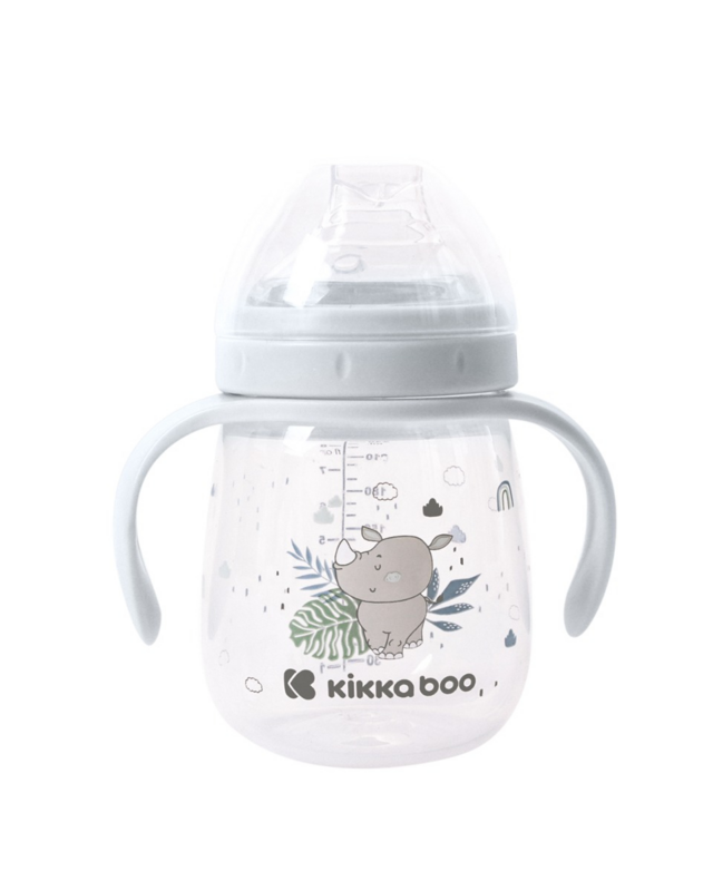 KIKKABOO - Hrnek se silikonovým pítkem 240ml 6m+ Savanna Blue