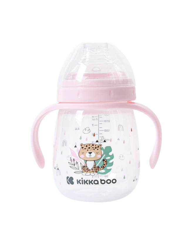 KIKKABOO - Hrnek se silikonovým pítkem 240ml 6m+ Savanna Pink