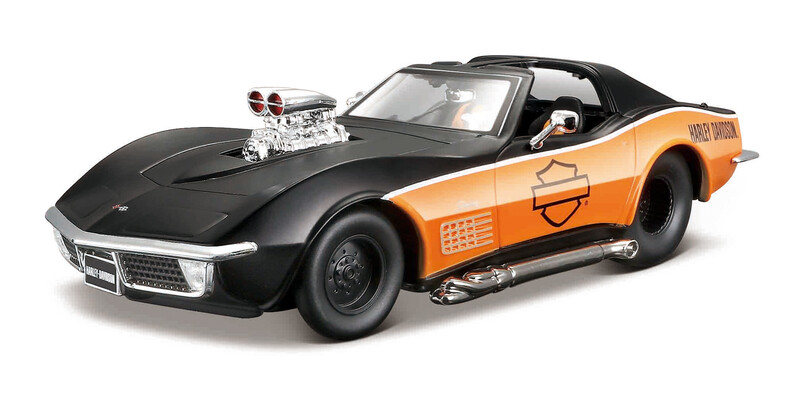 MAISTO - Harley-Davidson Custom, 1970 Chevrolet Corvette , 1:24