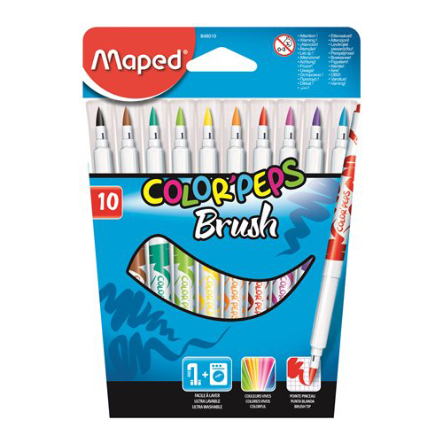 MAPED - Fixy se štětcem "COLOR`PEPS BRUSH", 10 ks