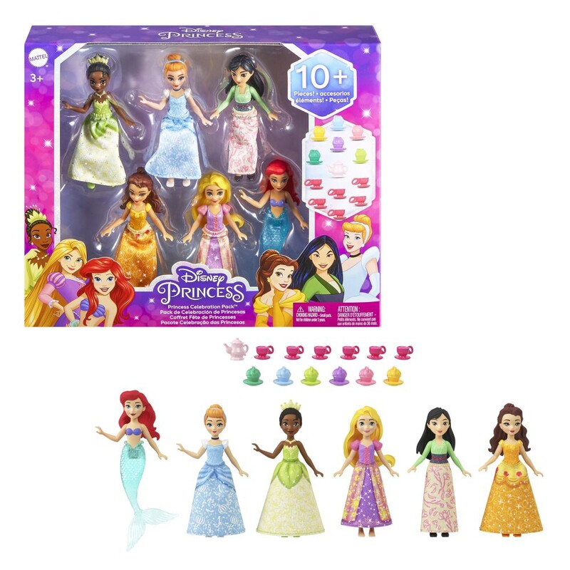 MATTEL - Disney Princess Sada 6Ks Malých Panenek Na Čajovém Dýchánku