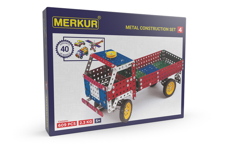 MERKUR - 4 stavebnice, 609 dílů, 40 modelů