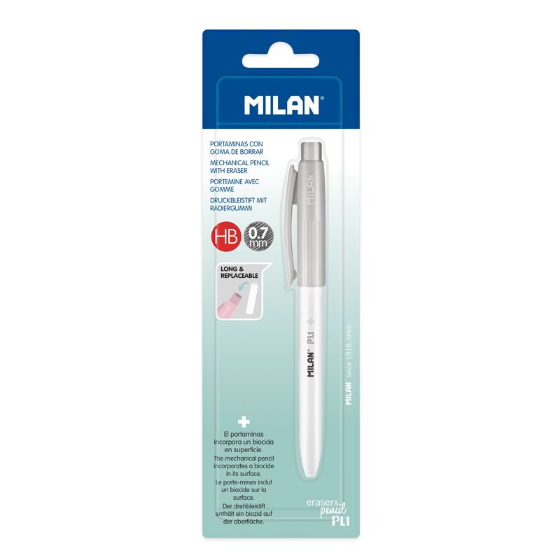 MILAN - Mikrotužka / Pentelka PL1 Antibacterial HB 0,7 mm - šedá, blistr