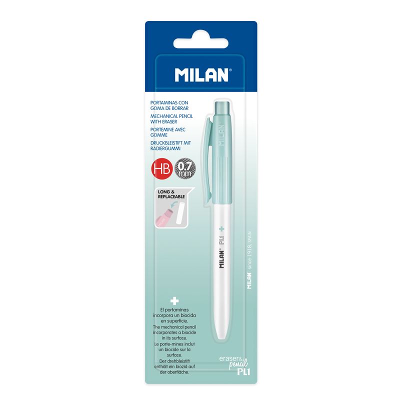 MILAN - Mikrotužka / Pentelka PL1 Antibacterial HB 0,7 mm - tyrkysová, blistr