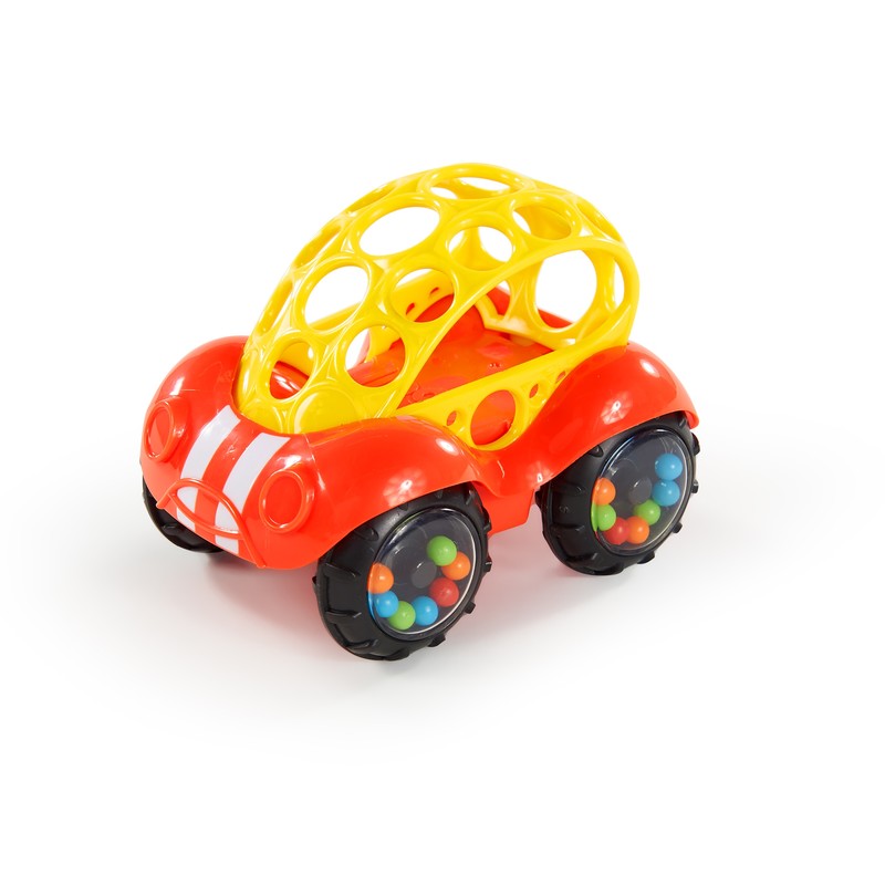 OBALL - Hračka autíčko Rattle & Roll Oballo ™ červeno / žluté 3m +