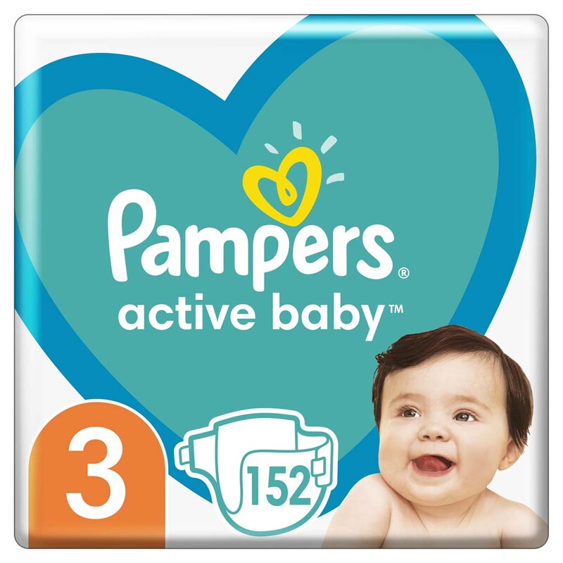 Fotografie Pampers Active Baby plenky vel. 3, 6-10 kg, 152 ks