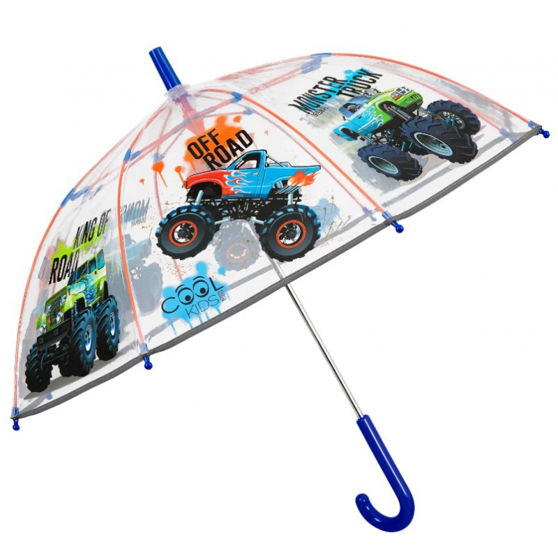 PERLETTI - Cool Kids, Dětský reflexní deštník Trucks Transparent, 15637
