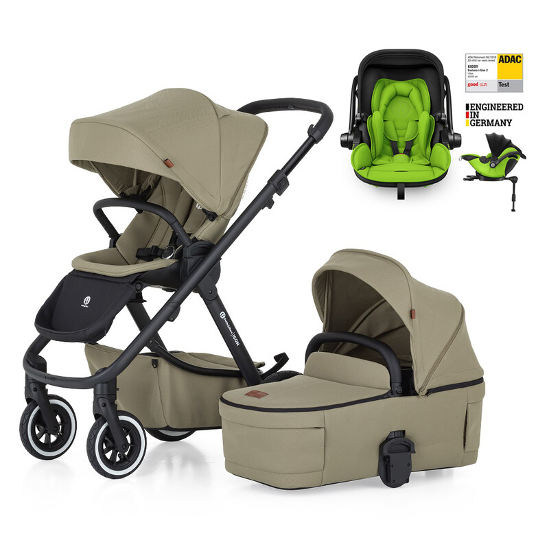 PETITE&MARS - Kočárek kombinovaný ICON 2v1 Mossy Green LITE AIR + KIDDY Evoluna i-size 2 + základna