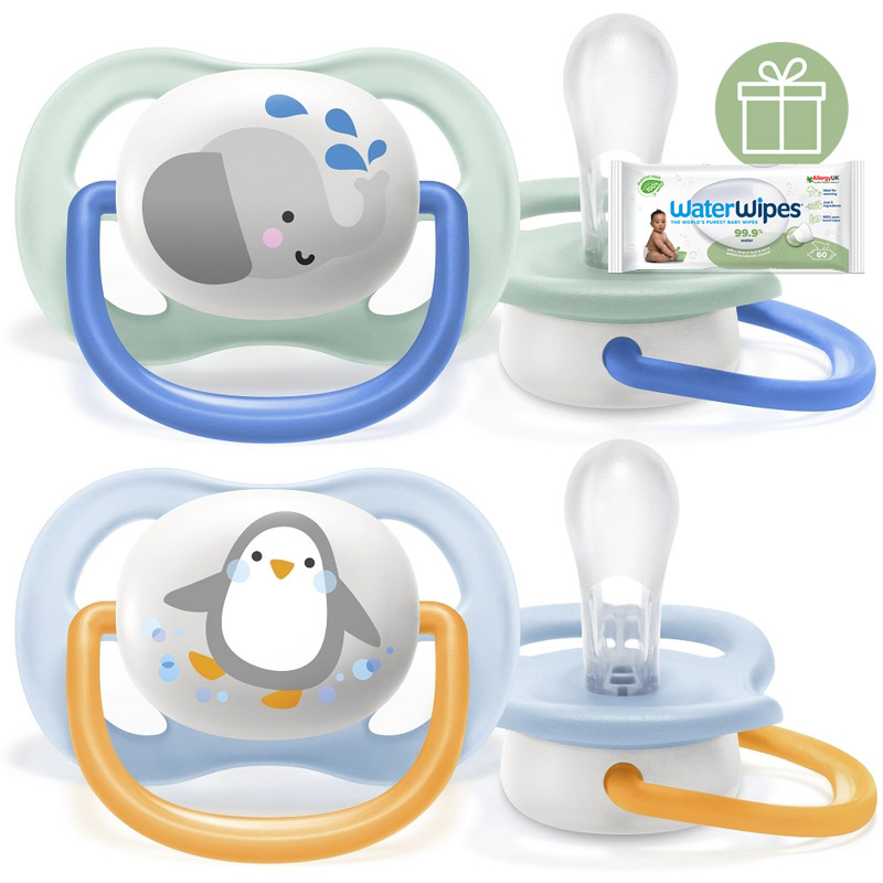 PHILIPS AVENT - Šidítko Ultra air Zvířátko 0-6m chlapec, 2 ks+WW Soapberry 60ks