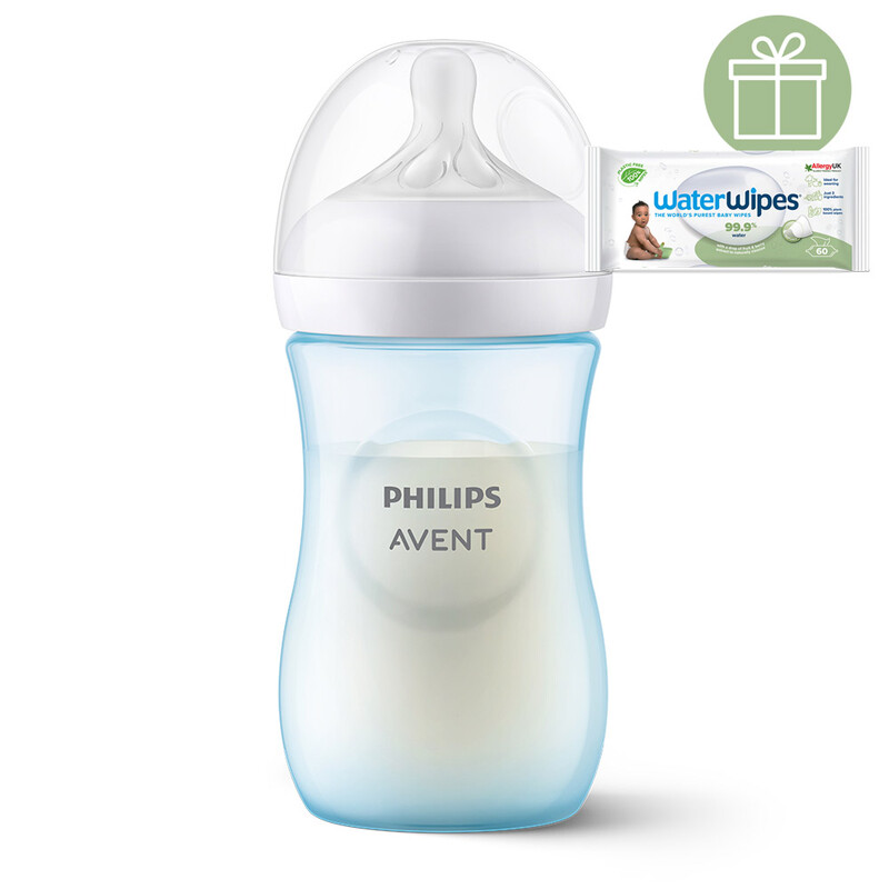 PHILIPS AVENT - Láhev Natural Response 260 ml, 1m+, modrá+WW Soapberry 60ks