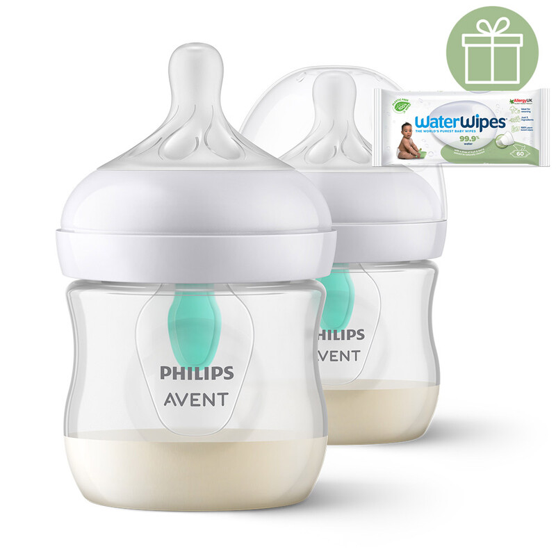 PHILIPS AVENT - Láhev Natural Response s ventilem AirFree 125 ml, 0m+, 2 ks+WW Soapberry 60ks