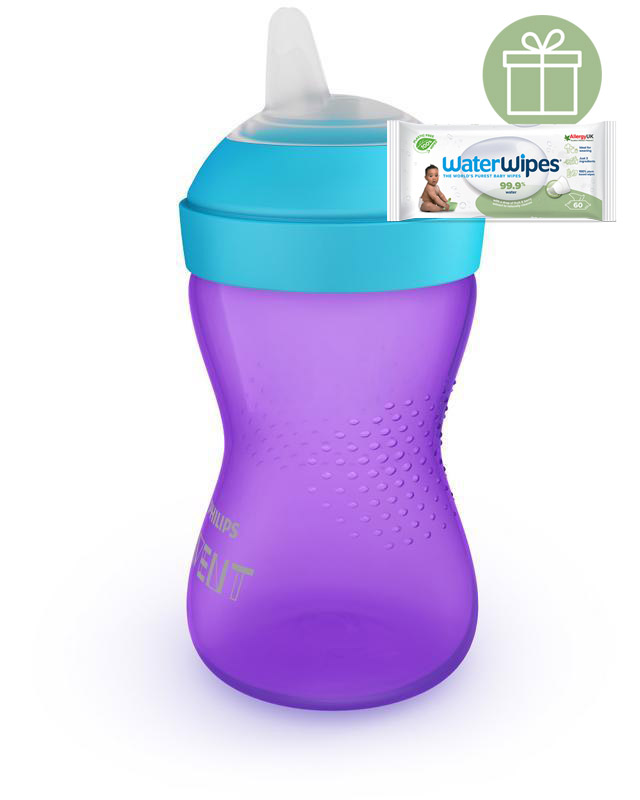 PHILIPS AVENT - Hrneček Grippy s jemnou hubičkou 300 ml dívka+WW Soapberry 60ks