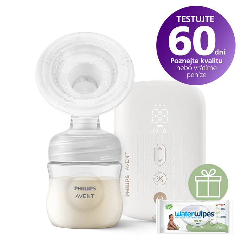 PHILIPS AVENT - Odsávačka mateřského mléka elektrická Premium nabíjecí SCF396/31+WW Soapberry 60ks