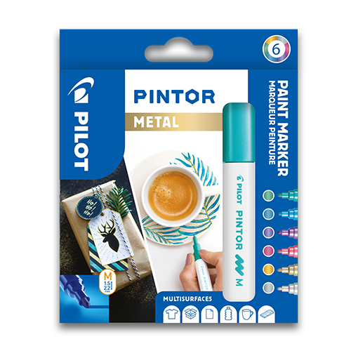 PILOT - Dekorační popisovač "Pintor Metal", sada 6 ks, hrot M