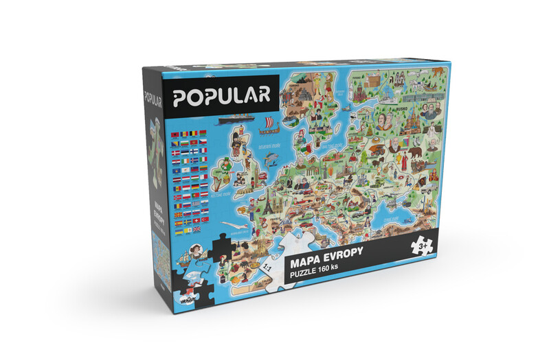 POPULAR - Puzzle - Mapa Evropy, 160 ks - CZ