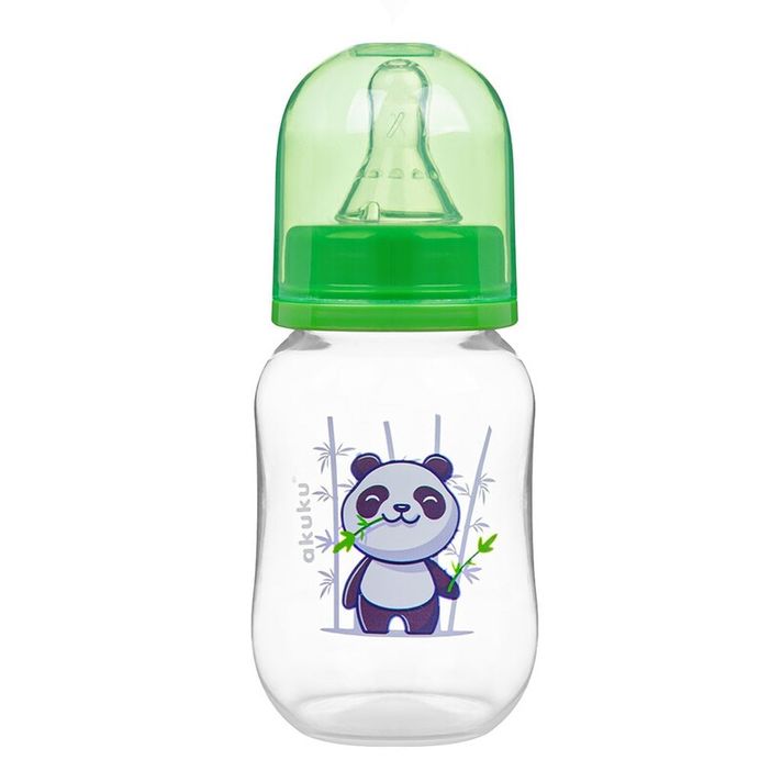 AKUKU - Láhev s obrázkem 125 ml panda zelená