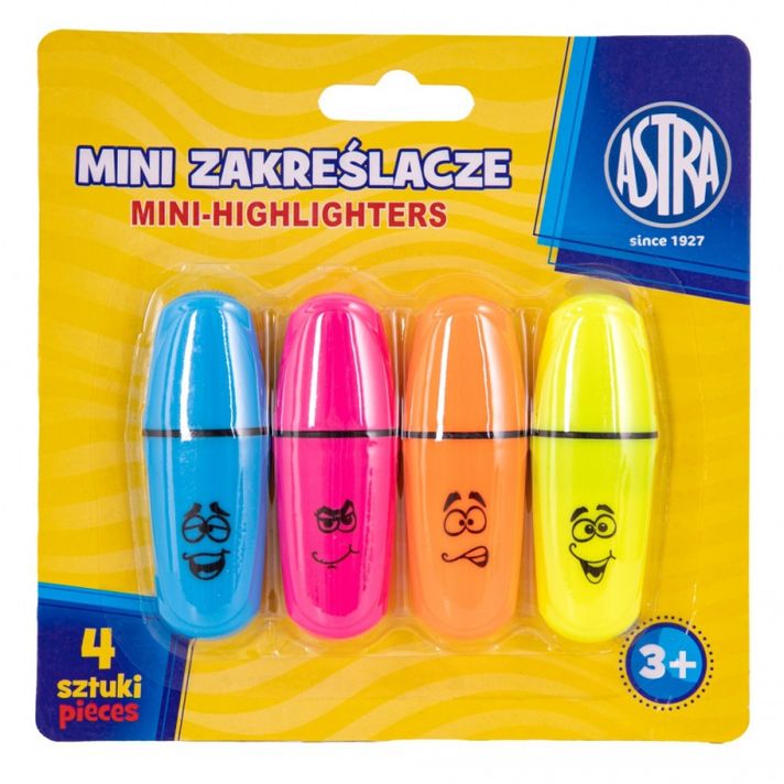 ASTRA - Sada mini zvýrazňovačů, 1-5mm, klínový hrot, 4ks, 317122005