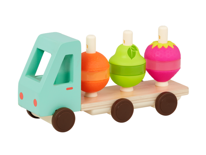 B-TOYS - Náklaďák dřevěný Stack & Roll Fruit Truck