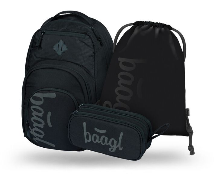 BAAGL - BAAGL 3 SET Coolmate Black: batoh, penál, sáček