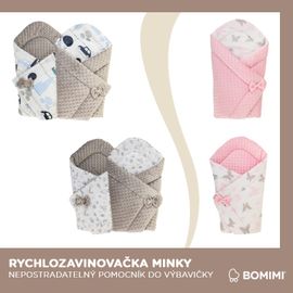 BOMIMI - Rychlozavinovačka oboustranná minky zvířátka, béžová