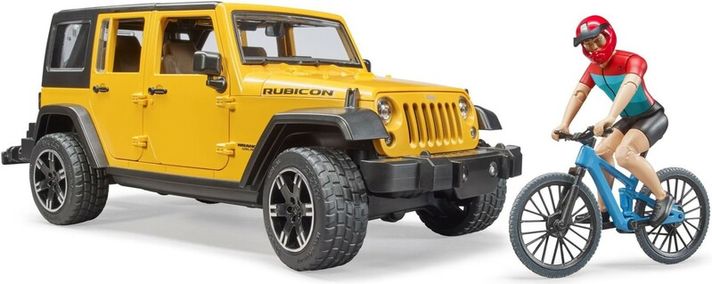 BRUDER - 02543 JEEP Wrangler Rubicon, horské kolo a cyklista