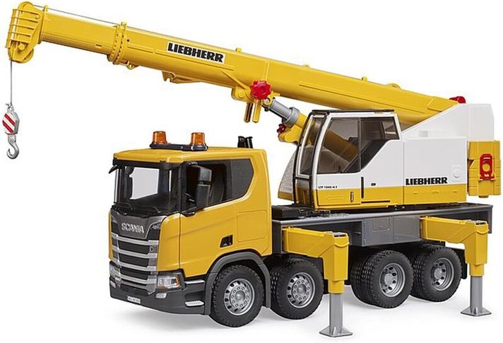 BRUDER - Nákladní auto Scania s jeřábem Liebherr