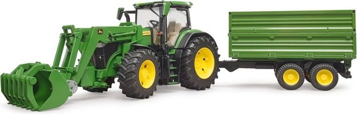 BRUDER - Traktor John Deere s předním nakladačem a sklápěcím přívěsem