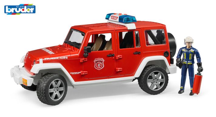 BRUDER - Záchranná auta - požární Jeep Wrangler s hasičem