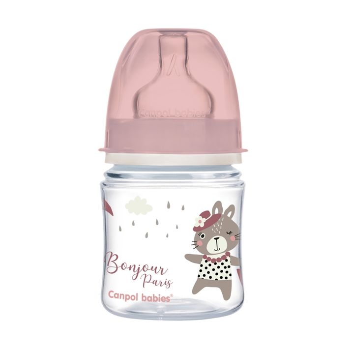 CANPOL BABIES - Láhev se širokým hrdlem Bonjour Paris 120 ml růžová