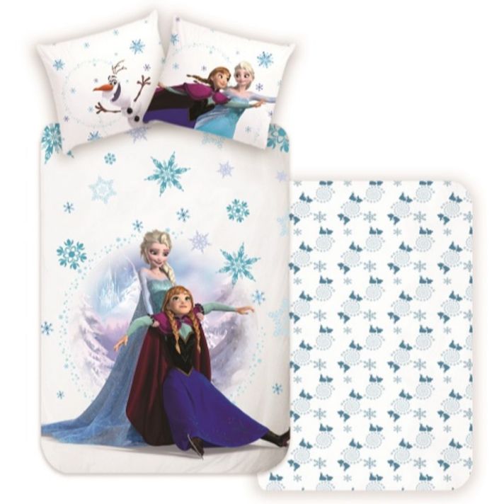 CARBOTEX - Bavlněné povlečení do postýlky DISNEY FROZEN, 100/135+60/40, FROZ227001