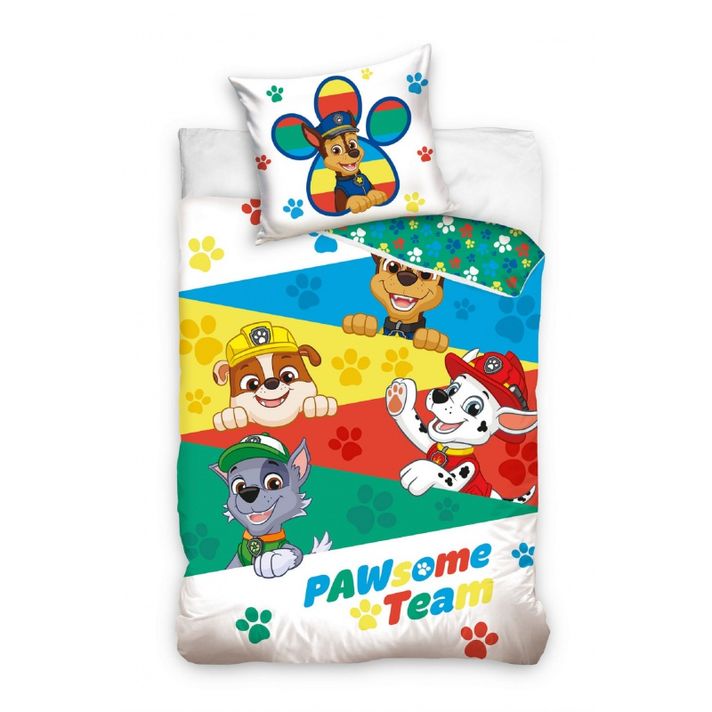 CARBOTEX - Bavlněné povlečení do postýlky PAW PATROL, 100/135+60/40, PAW223095