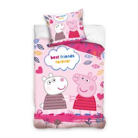 CARBOTEX - Oboustranné bavlněné povlečení PEPPA PIG, 140/200+70/90, PP191050