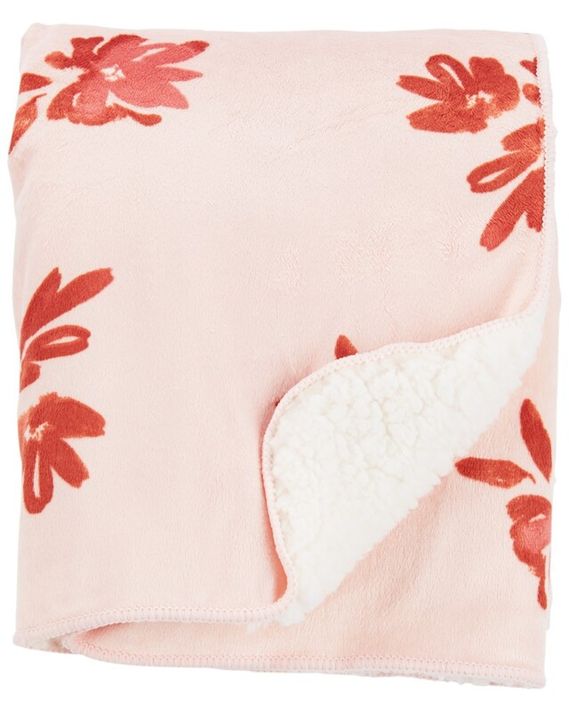 CARTERS - Deka sherpa beránek Pink Floral 80x110 cm