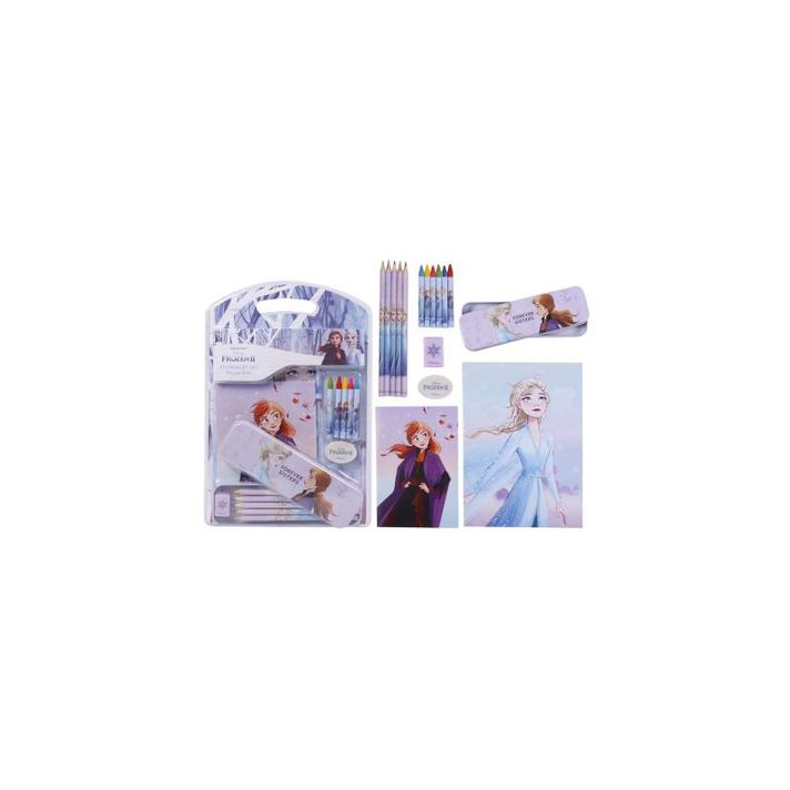 CERDÁ - Stationery set DISNEY FROZEN 16ks / zápisníky, penál, pastelky, voskovky, 2100003563