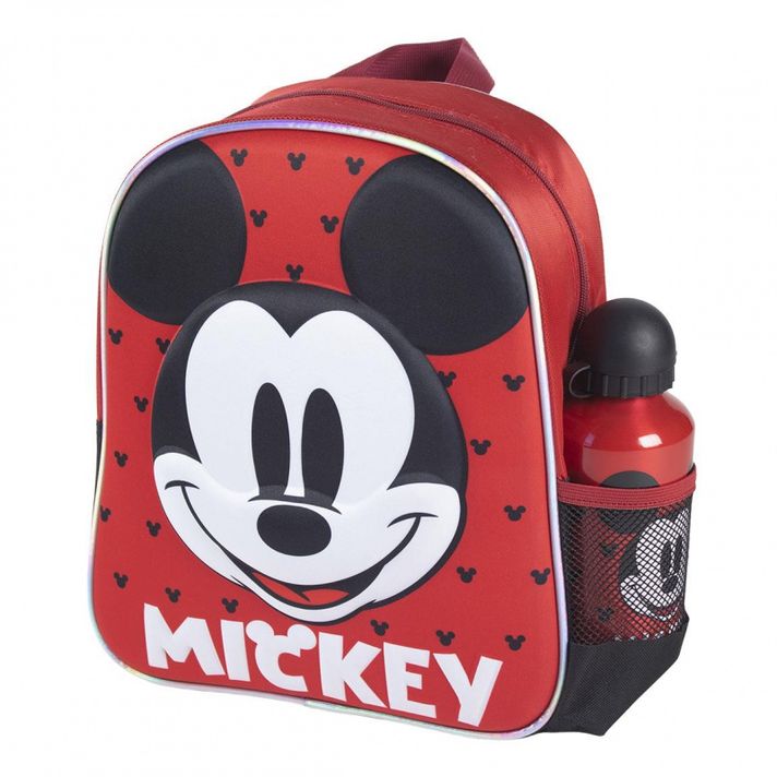 CERDÁ - Souprava / Dětský 3D batoh + Sportovní hliníková láhev MICKEY MOUSE, 2100003588